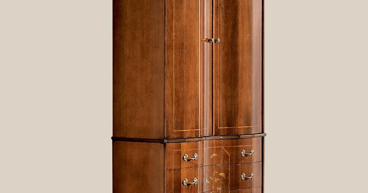 Armadio Classico in Legno con 2 Ante e 3 Cassetti Made in Italy - Luxury