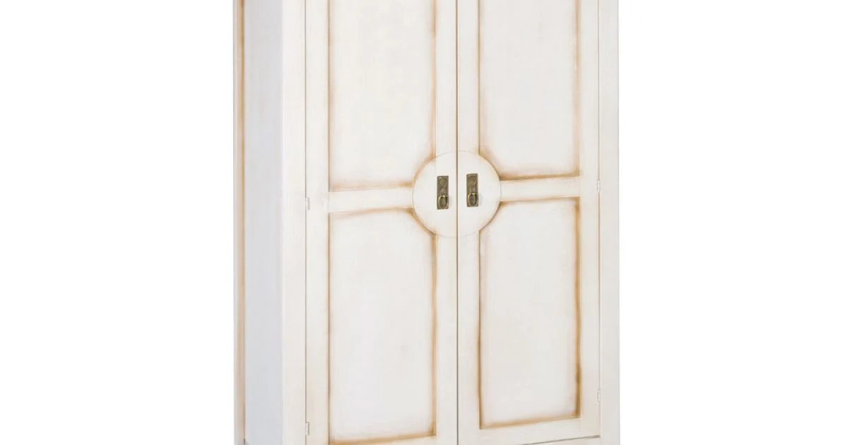 Armadio in Legno Bianco Patinato con 2 Ante Made in Italy - Agni