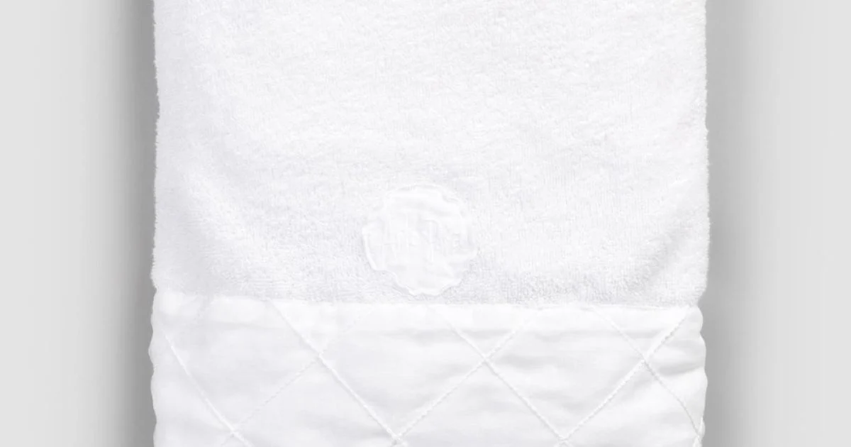 Asciugamano Viso in Spugna di Cotone Bianco con Decoro Geometrico - Gimmy