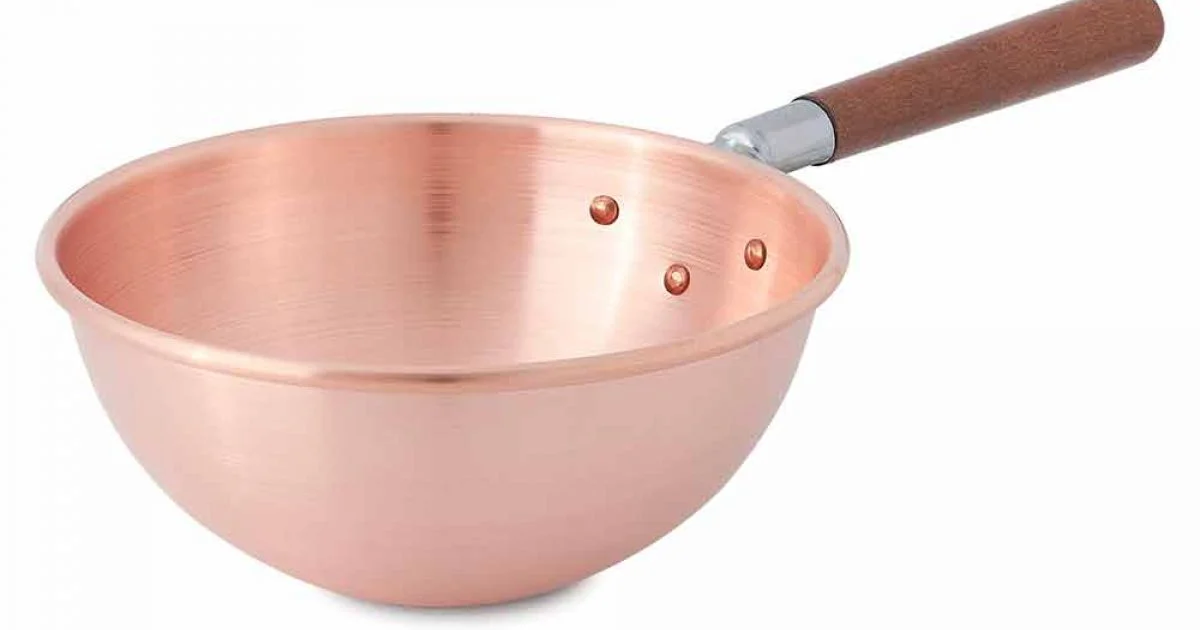 Bastardella in Rame Massiccio Liscio con Manico in Legno 30 cm - Giampiero