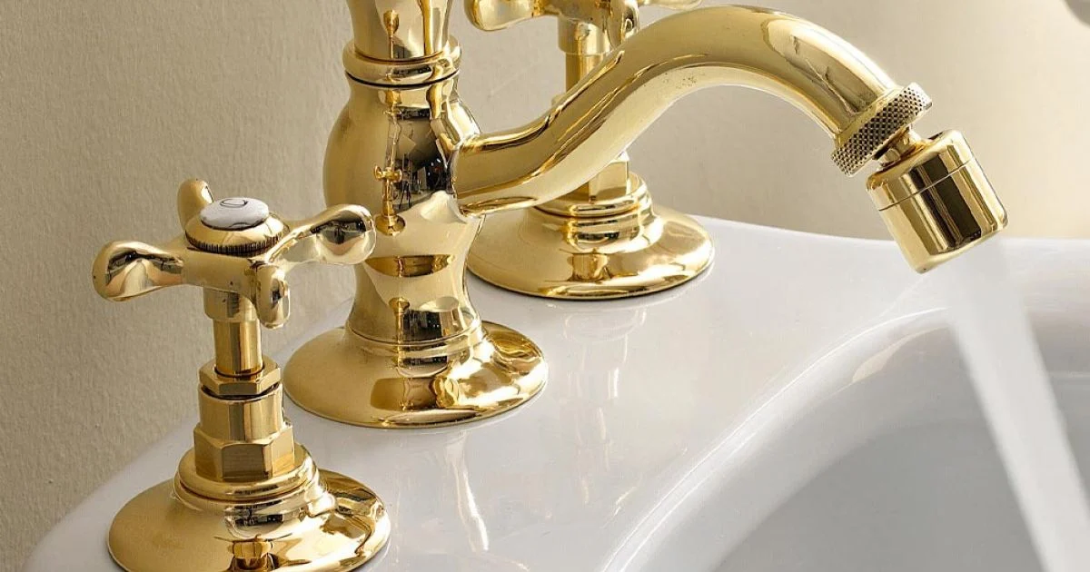 Batteria Bidet a 3 Fori con Scarico in Ottone Fatto a Mano Classica - Fioretta