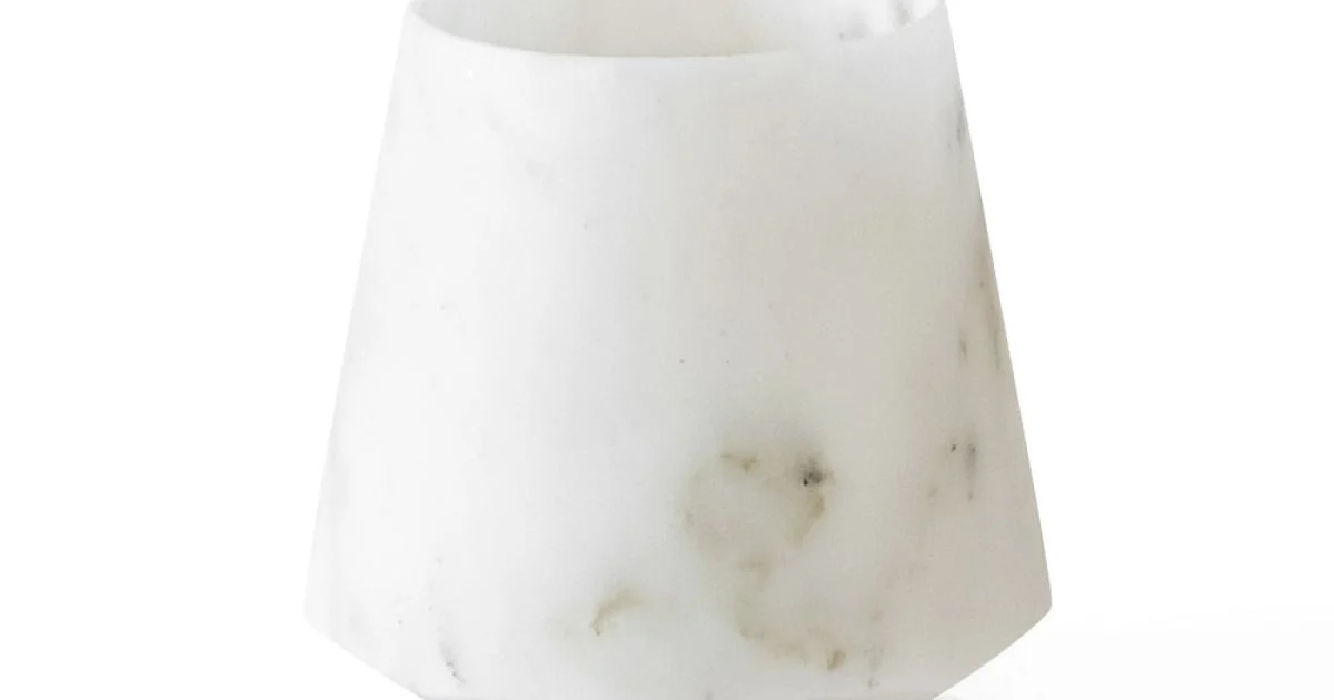 Bicchiere Acqua in Marmo Bianco di Carrara Satinato e Ottone - Scaglio