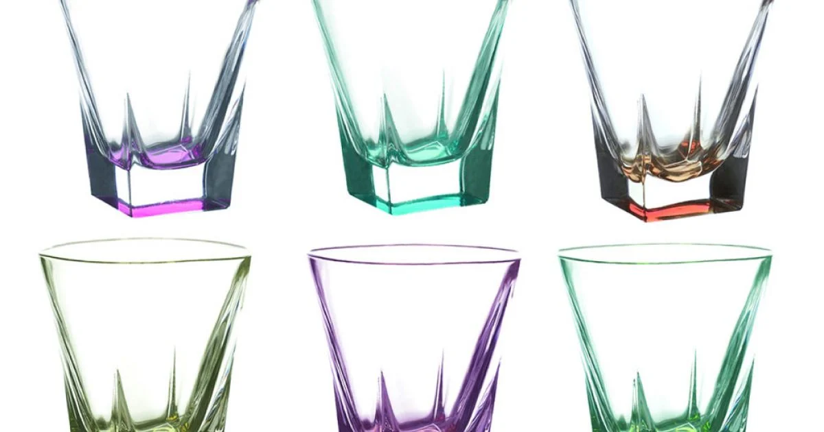 Bicchieri Tumbler Bassi Bibita in Cristallo Eco Colorato 12 Pz - Amalgama