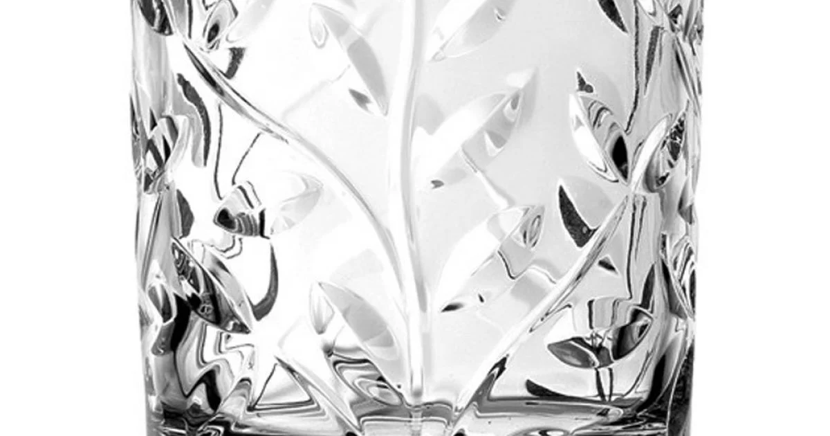Bicchieri Tumbler Bassi in Eco Cristallo Decoro a Foglia 12 Pz - Magnolio