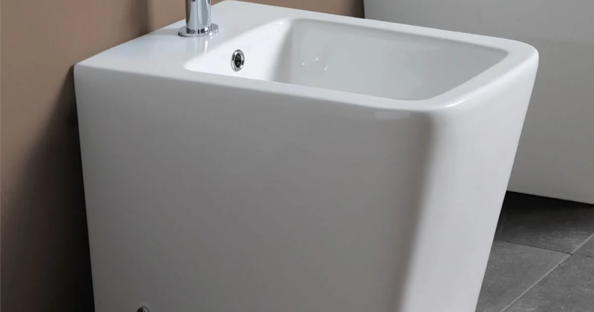 Bidet Monoforo A Terra in Ceramica Bianca dal Design Moderno Elegante - Giunco