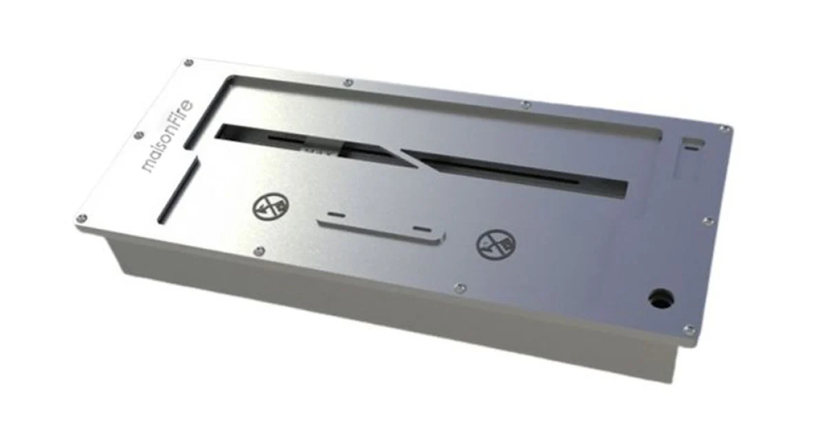 Bruciatore a bioetanolo da incasso rettangolare da 2 litri colore inox