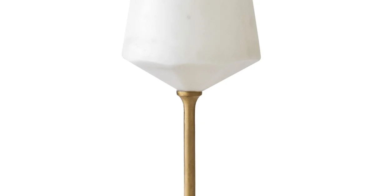 Calice da Vino in Marmo Bianco di Carrara Satinato e Ottone Design - Caglio