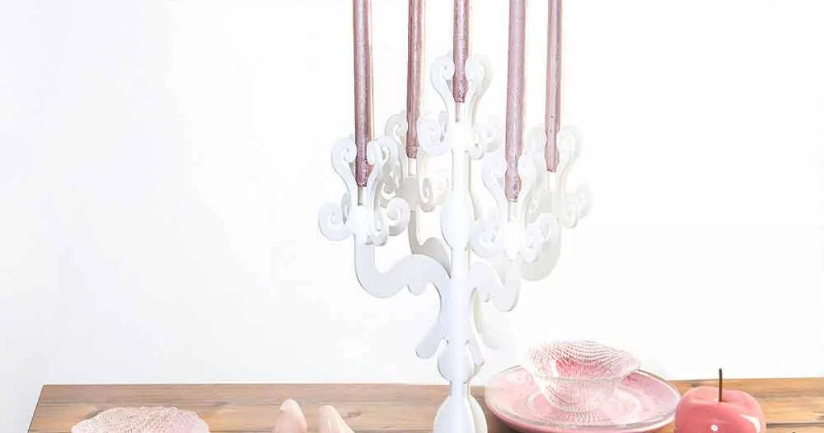 Candelabro medium design classico, 5 braccia in plexiglass Aragona