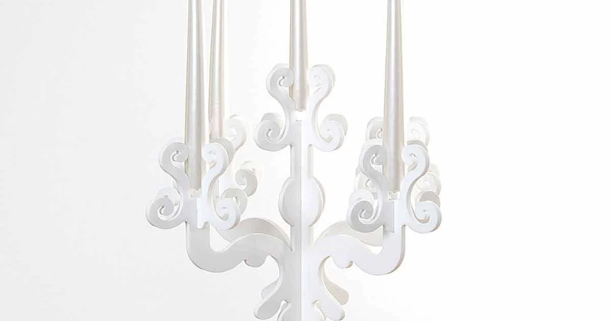 Candelabro tall design rinascimentale, 5 braccia in plexiglass Aragona