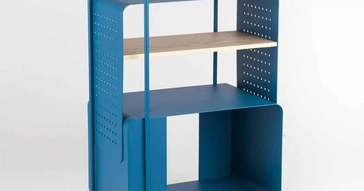 Carrello di Design in Acciaio con Piano in Frassino Made in Italy - Murella