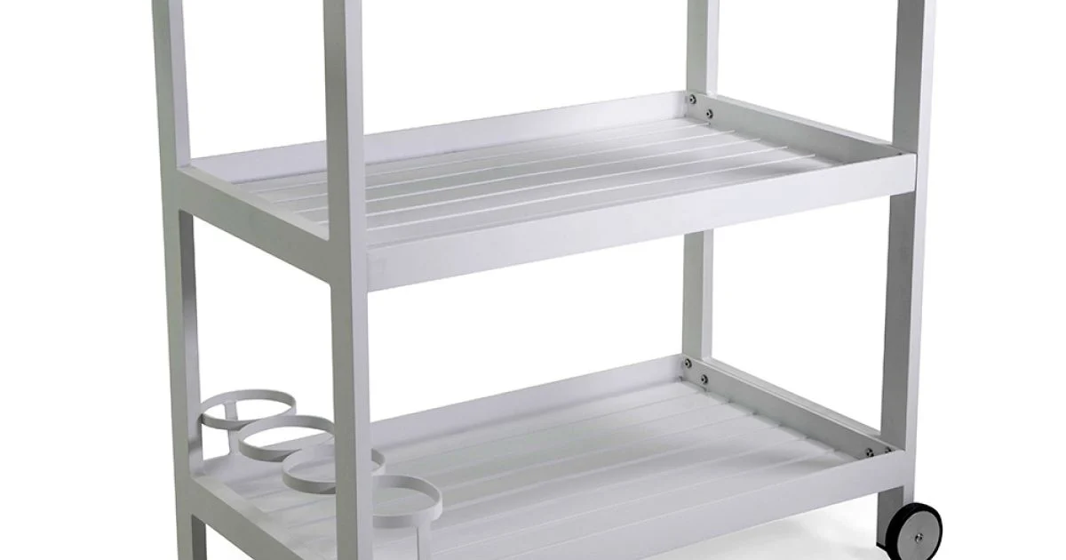 Carrello in Alluminio di Diverse Finiture con Ruote e 3 Ripiani- Tenda