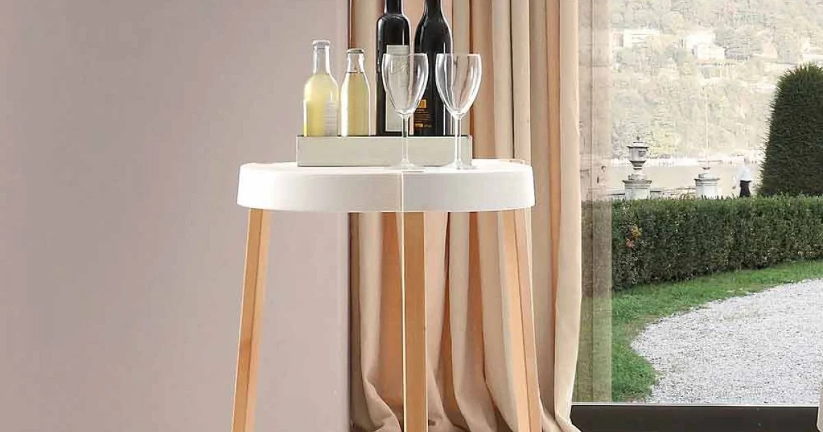 Carrello in faggio naturale e polipropilene bianco con ruote Pineto