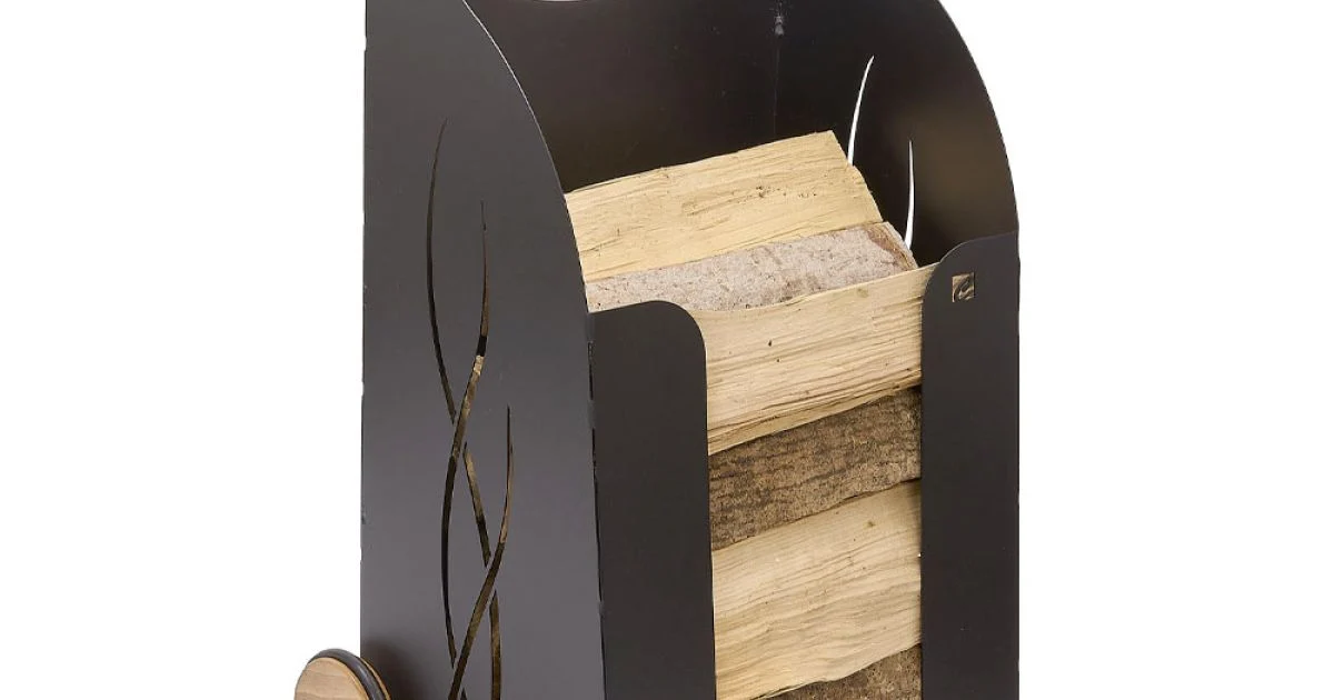 Carrello Portalegna da Interno Ferro Verniciato Nero Made in Italy - Chloe