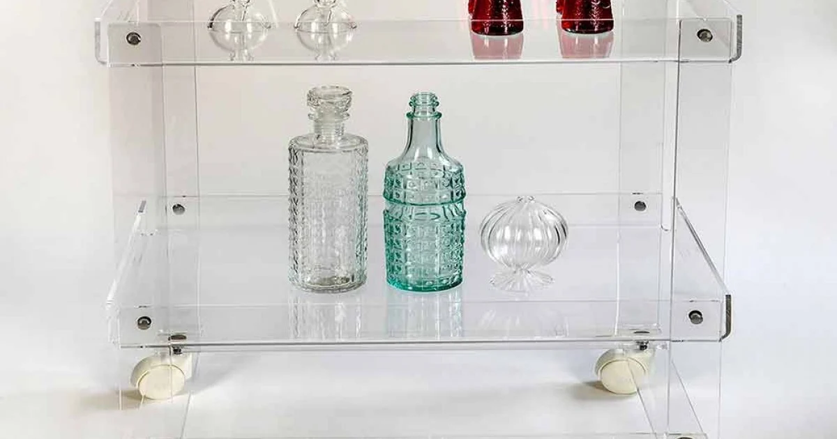 Carrello portavivande moderno a 2 ripiani L 60,5cm in plexiglass Diso