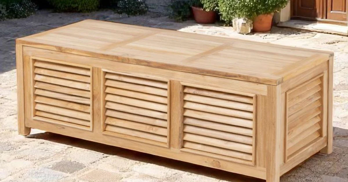 Cassapanca da Giardino Realizzata in Teak Naturale - Nascondi
