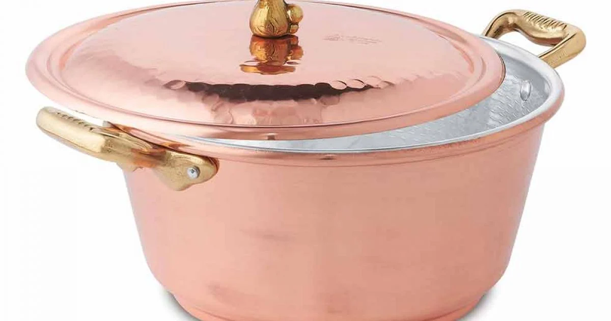 Casseruola in Rame da Forno Conica Stagnata a Mano e Coperchio 28 cm - Marialuna