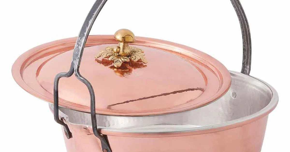 Casseruola in Rame Stagnato a Mano, Coperchio e Manico ad Arco 34 cm - MariaG