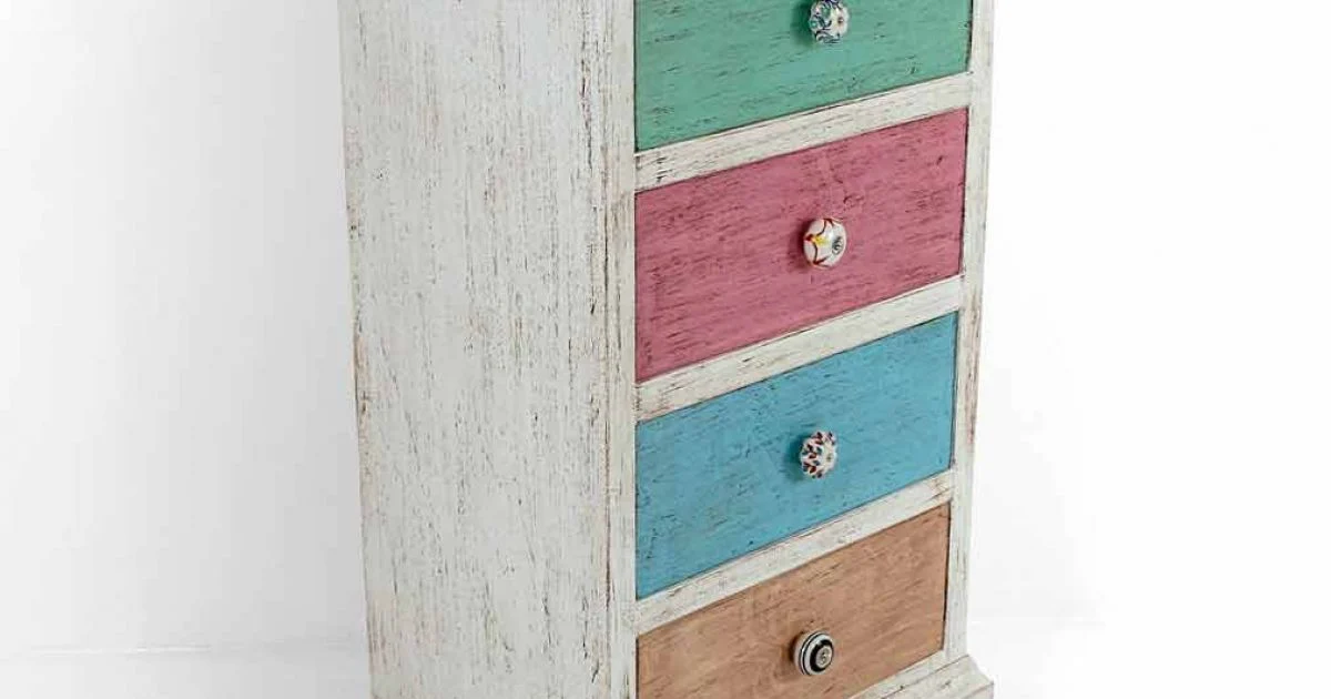 Cassettiera Artigianale a 4 Cassetti in Legno Bianco Made in Italy - Manhattan