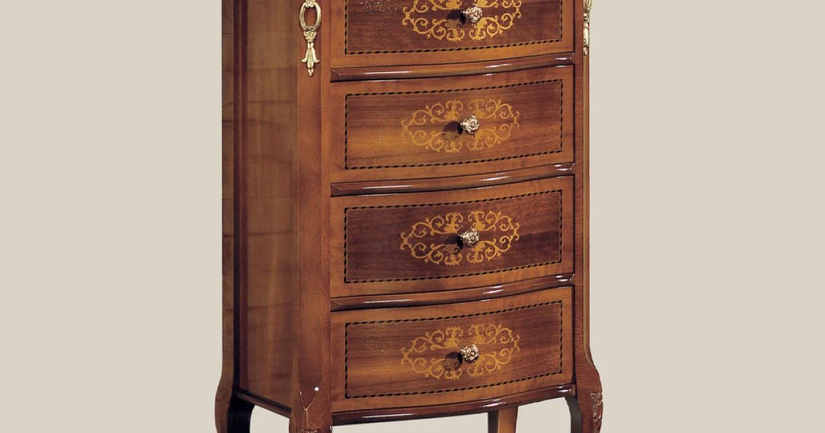 Cassettiera Classica in Legno Noce 4 o 6 Cassetti Made in Italy - Katerine