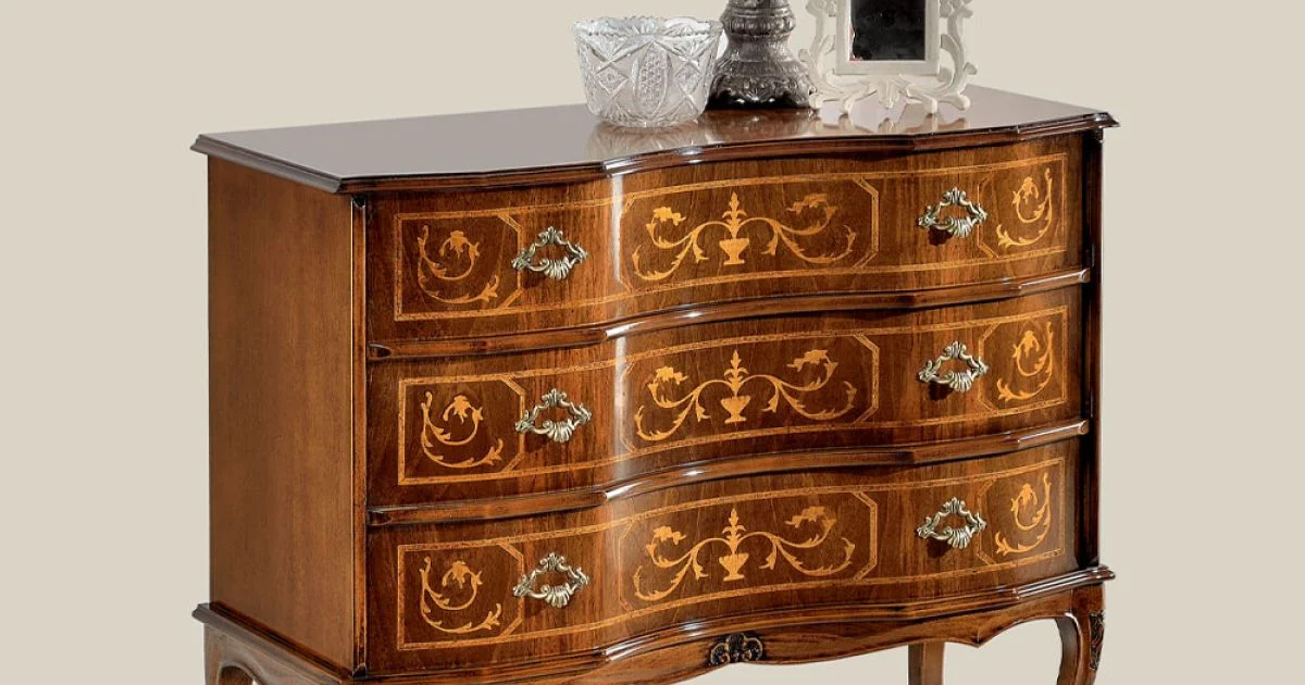 Cassettiera Stile Classico in Legno con 3 Cassetti Made in Italy - Elegant