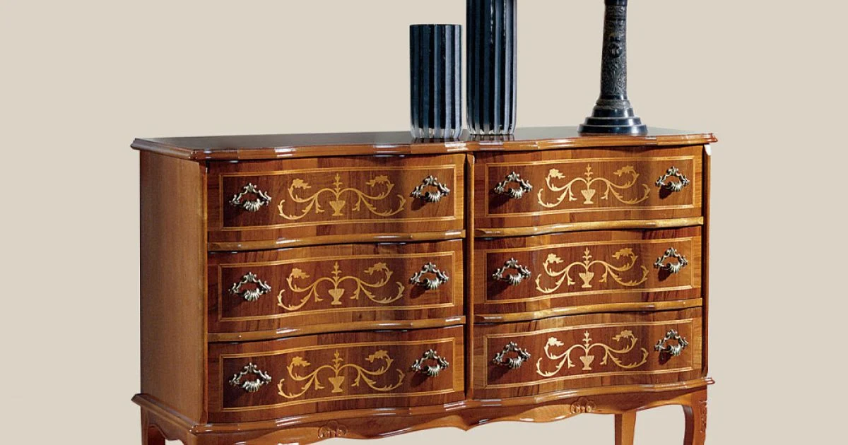 Cassettiera Stile Classico in Legno con 6 Cassetti Made in Italy - Elegant