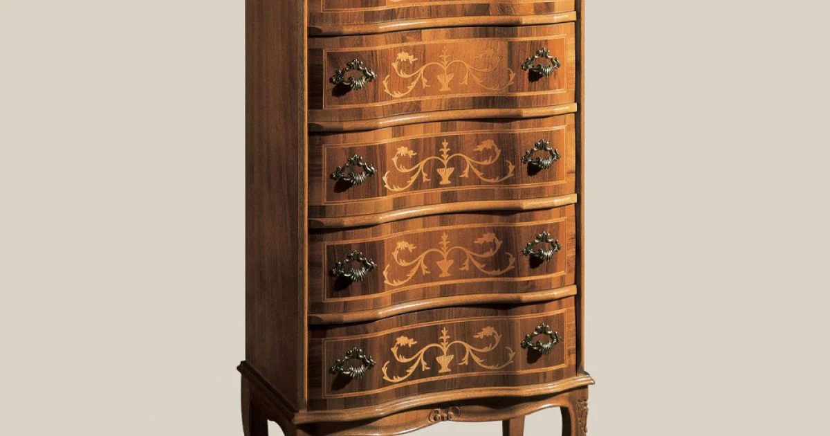 Cassettiera Stile Classico in Legno Noce di Lusso Made in Italy - Elegant