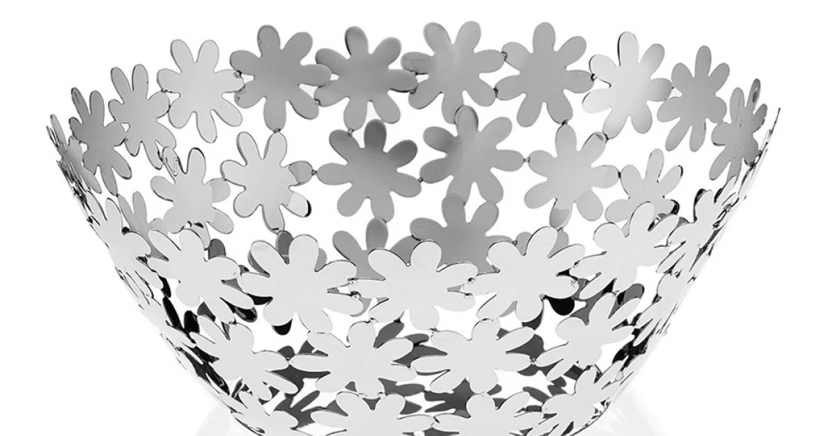 Centrotavola Design in Metallo Argentato e Decoro a Fiore di Lusso - Terraceo