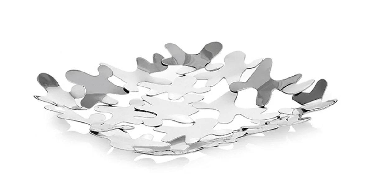 Centrotavola Quadrato Design Contemporaneo Metallo Argentato Decorato - Cordoba