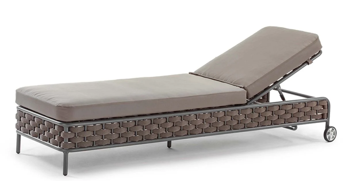 Chaise Longue da Esterno in Corda e Cuscini Sfoderabili in Tessuto - Jamaica