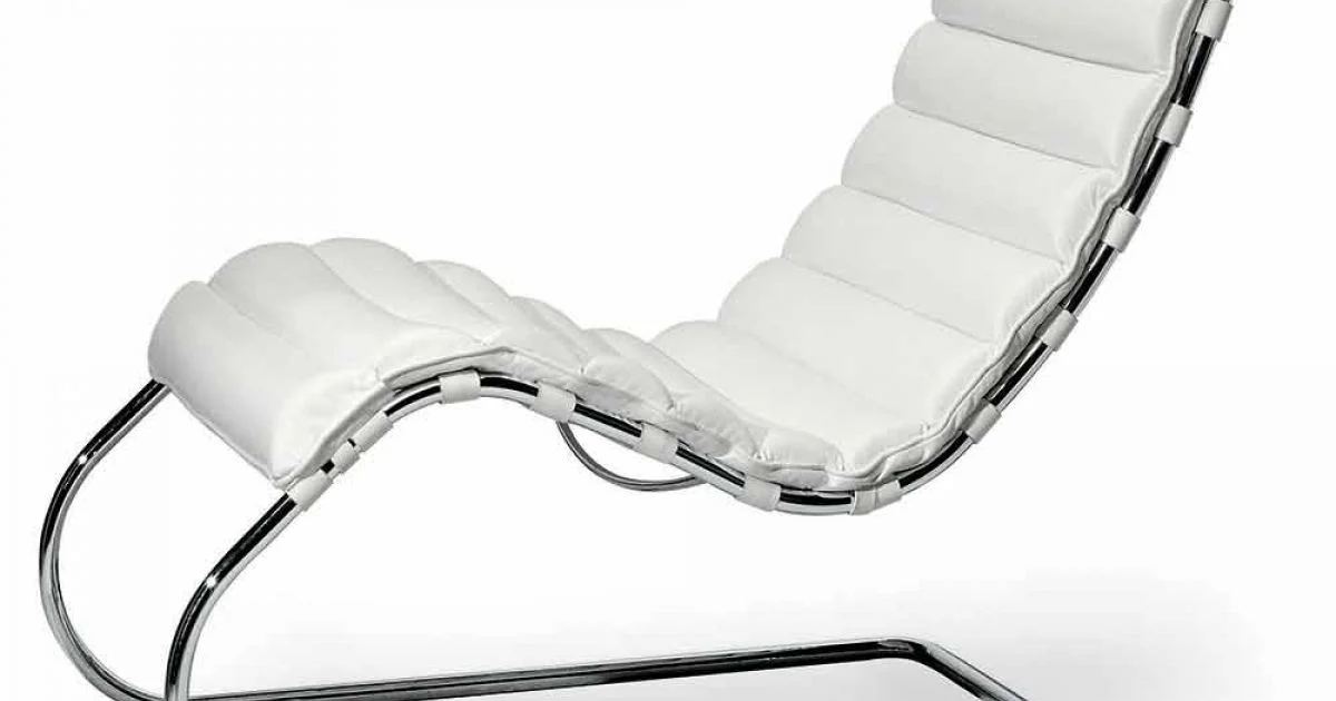 Chaise Longue in Acciaio Cromato con Seduta in Pelle Made in Italy - Diamante