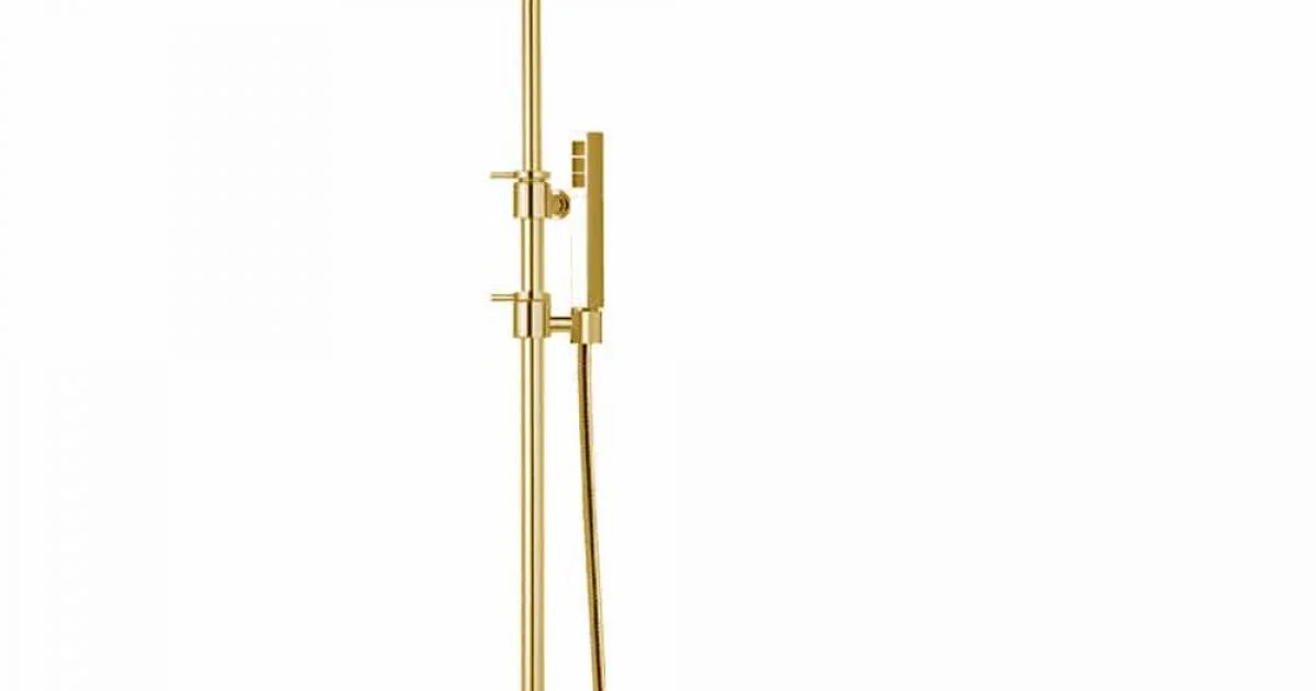Colonna Doccia in Ottone con Soffione Quadrato in Acciaio Made in Italy - Lipari