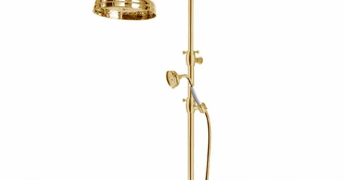 Colonna Doccia in Ottone con Soffione Rotondo e Doccetta Made in Italy - Brillo