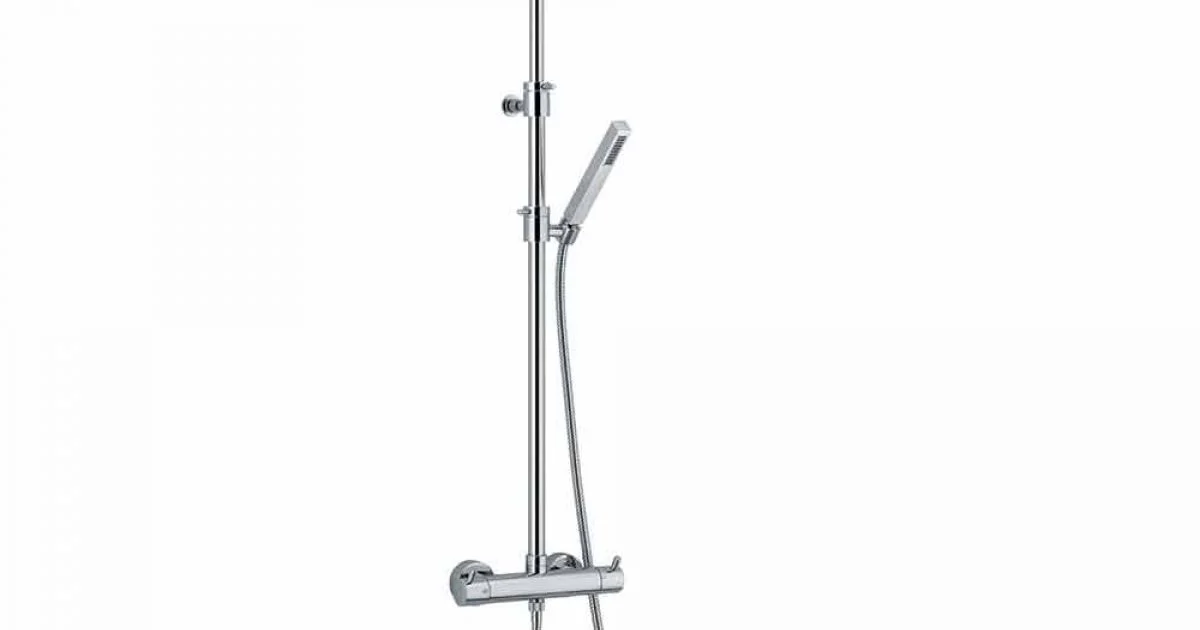 Colonna Doccia in Ottone Cromato con Soffione Quadrato Made in Italy - Griso