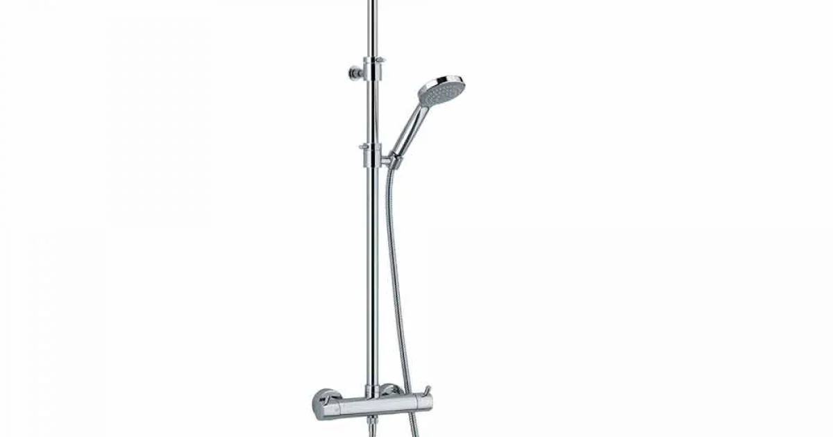 Colonna Doccia in Ottone Cromato con Soffione Rotondo Made in Italy - Griso