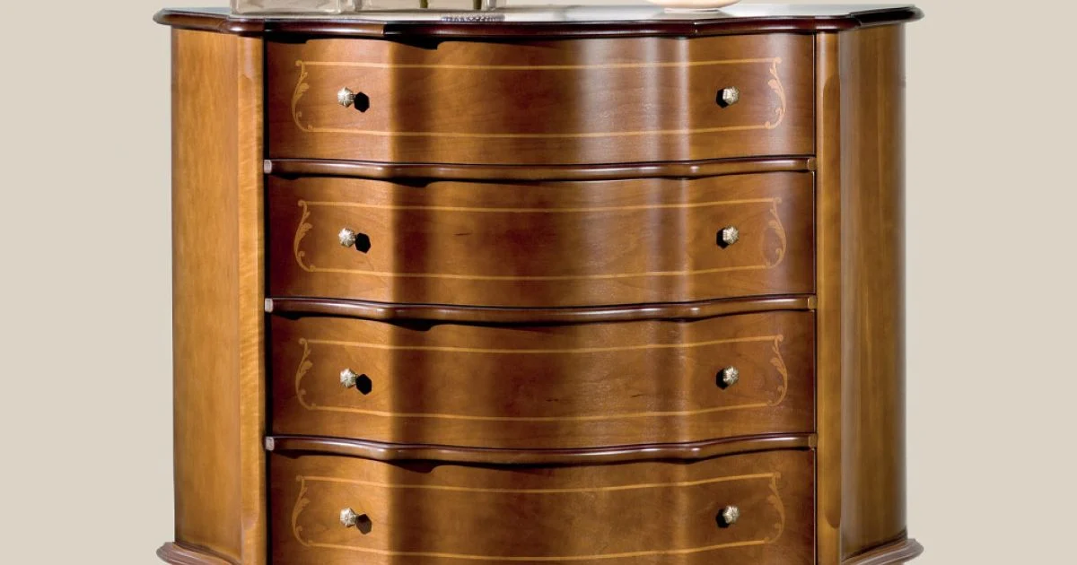 Comò 3 o 4 Cassetti in Legno Intarsiato di Lusso Made in Italy - Leonor