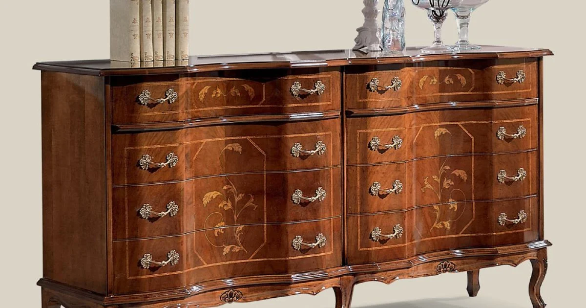Comò Classico con 8 Cassetti in Legno Noce Bassano Made in Italy - Luxury