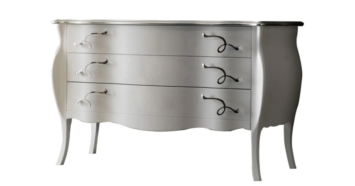 Comò con 3 Cassetti in Listellare di Tiglio Bianco Perla Made in Italy - Babaevo