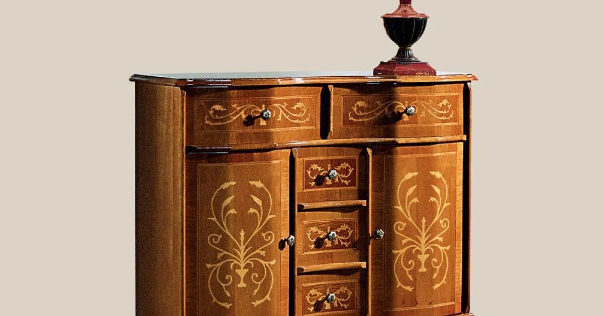 Comò Stile Classico in Legno 2 Ante e 5 Cassetti Made in Italy - Luxury