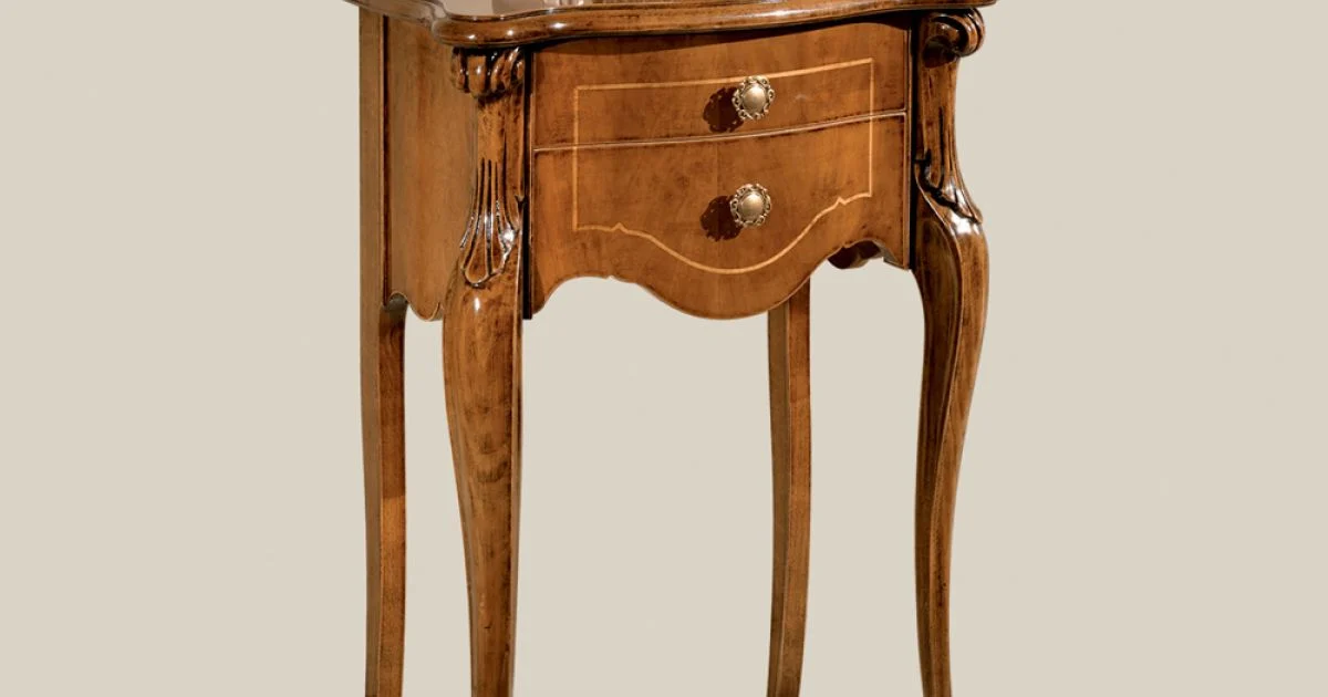 Comodino 2 Cassetti Classico in Legno Noce Bassano Made in Italy - Commodo