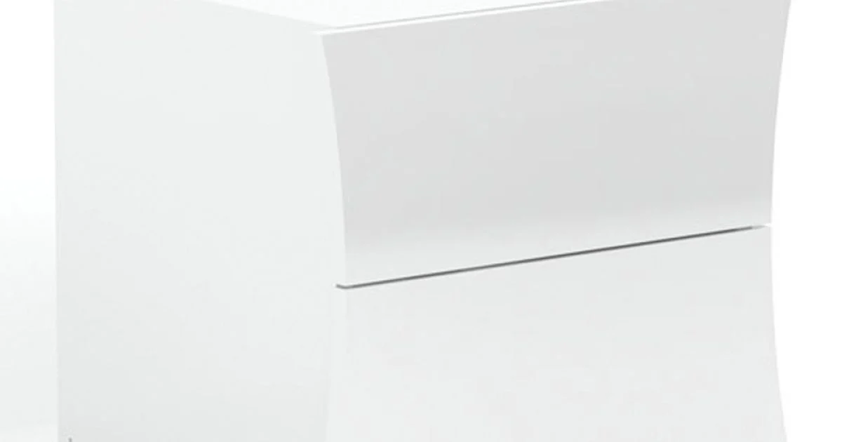 Comodino Camera da Letto 2 Cassetti Legno Bianco Design ad Arco - Sabine