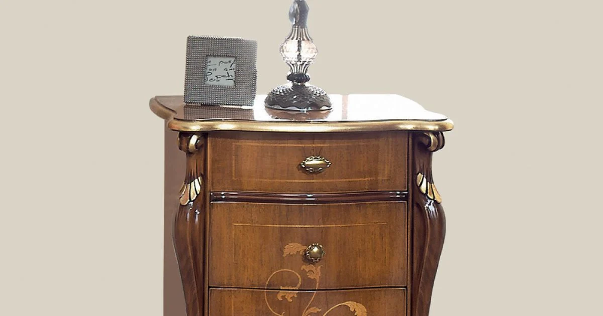Comodino Classico 3 Cassetti di Lusso Legno Noce Made in Italy - Cambrige