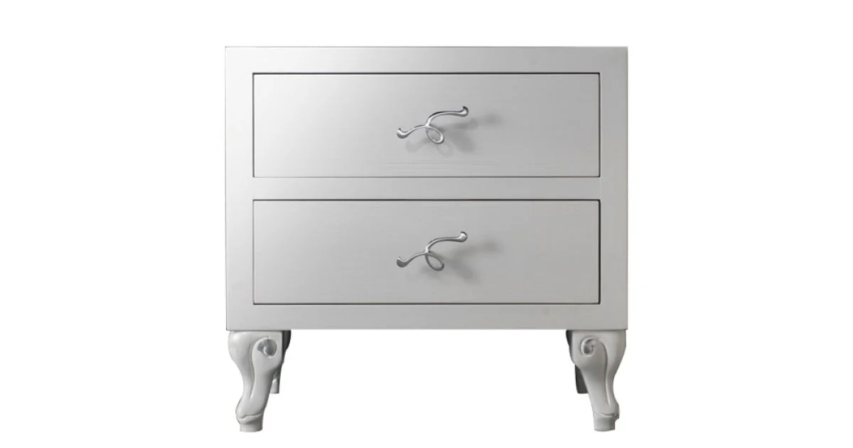 Comodino con 2 Cassetti in Finitura Bianco Perla Made in Italy - Bacau