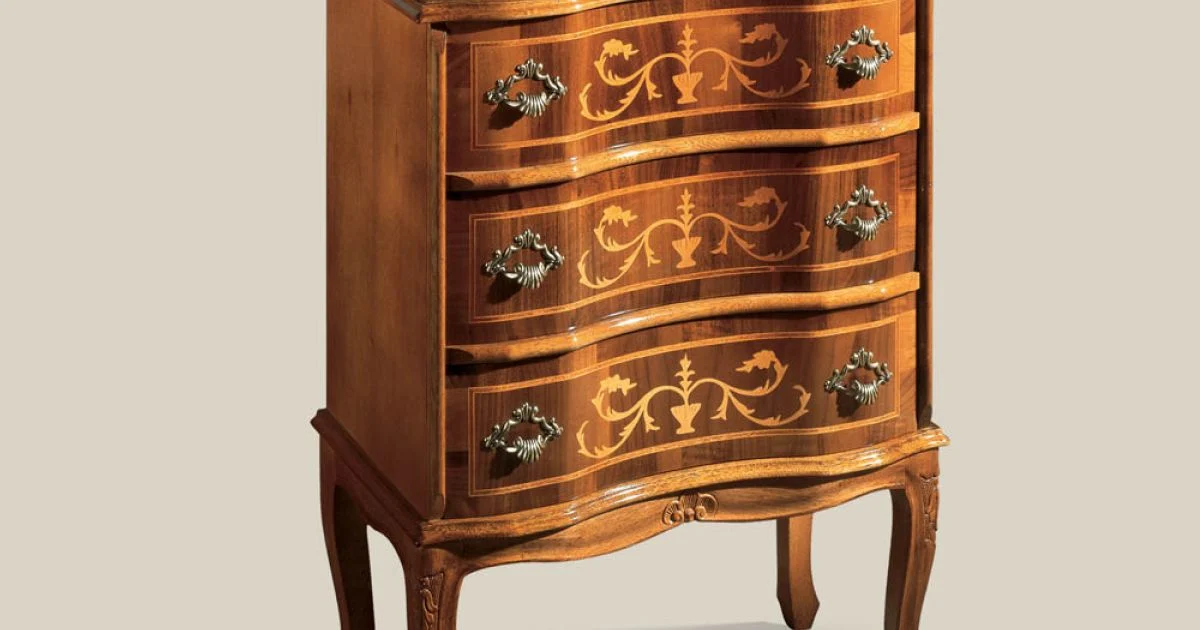 Comodino con Cassetti in Legno di Noce o Bianco Made in Italy - Elegant