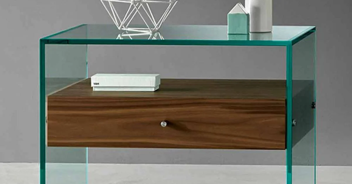 Comodino di Design Moderno in Vetro Extrachiaro Made in Italy– Segreto