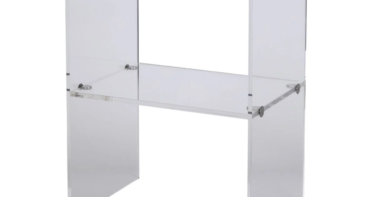 Comodino in Cristallo Acrilico Trasparente con Ripiano Design - Minervo