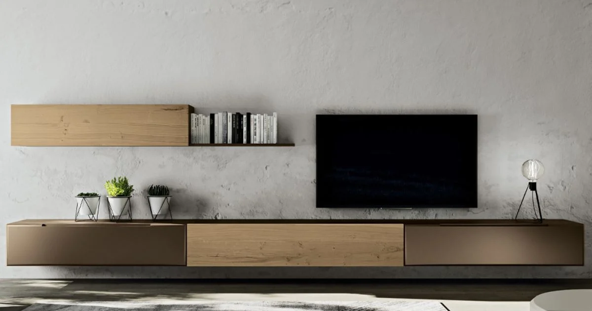 Composizione a Parete Moderna in Finitura Rovere Nodato Nordico e Ferro - Iselin