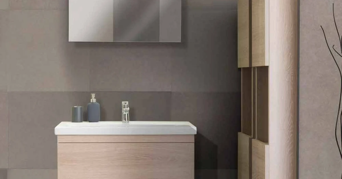 Mobile Bagno 80 cm, Lavabo, Specchio e 2 Colonne – Becky