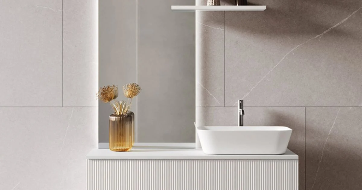 Composizione Bagno Bianca con Specchio e Mensola Made in Italy - Ares