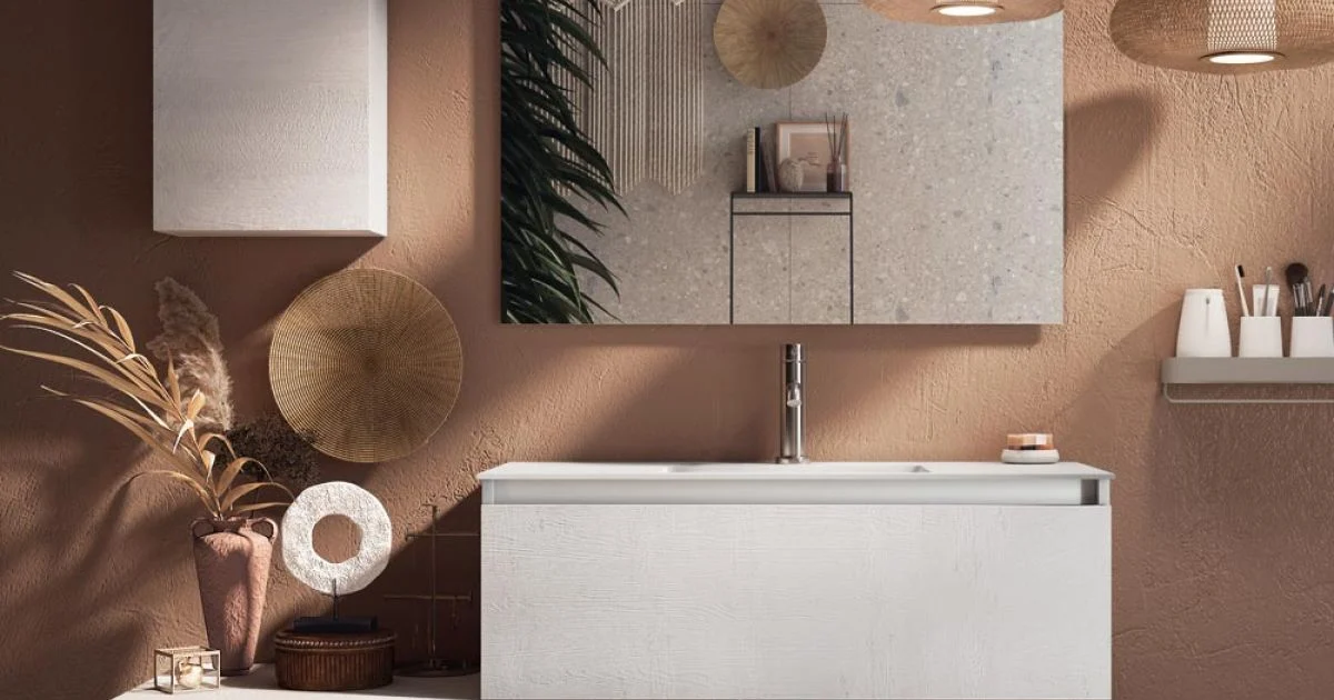 Composizione Bagno Completa di Lavabo, Base Antigraffio e Specchio Made in Italy - Dream