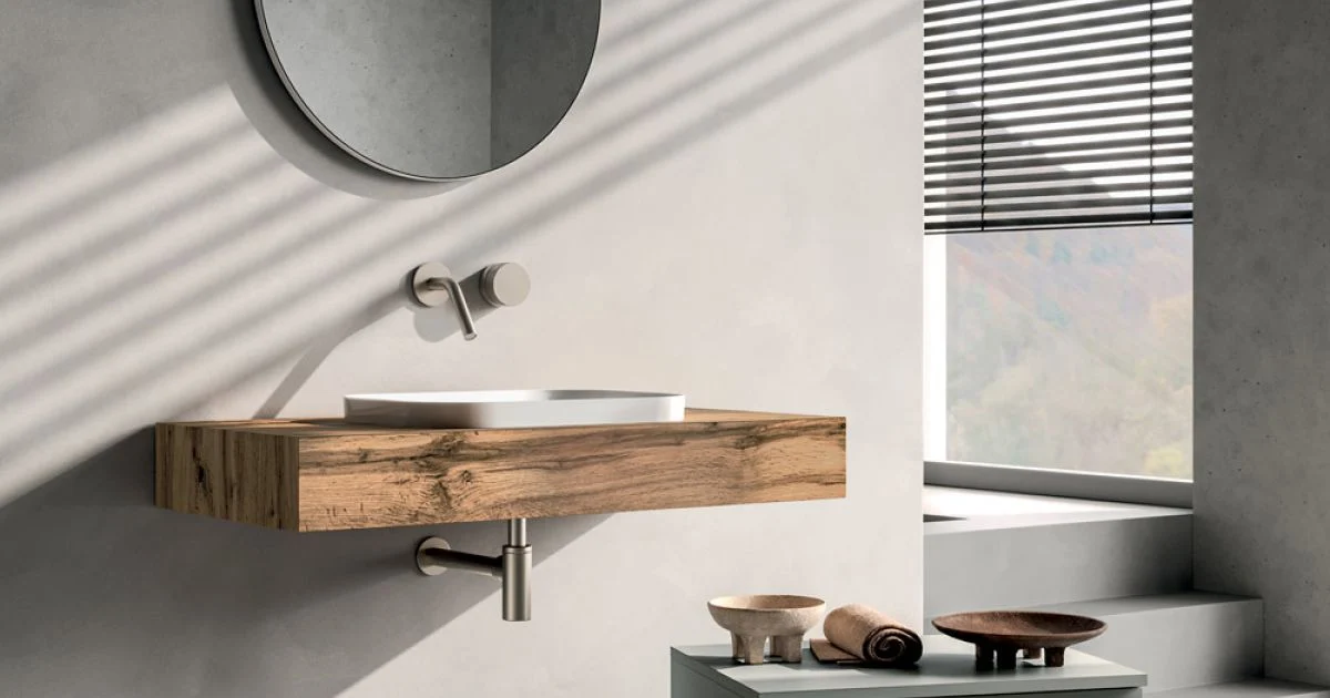 Composizione Bagno Comprensiva di Base con Ruote, Lavabo e Specchio - Titan